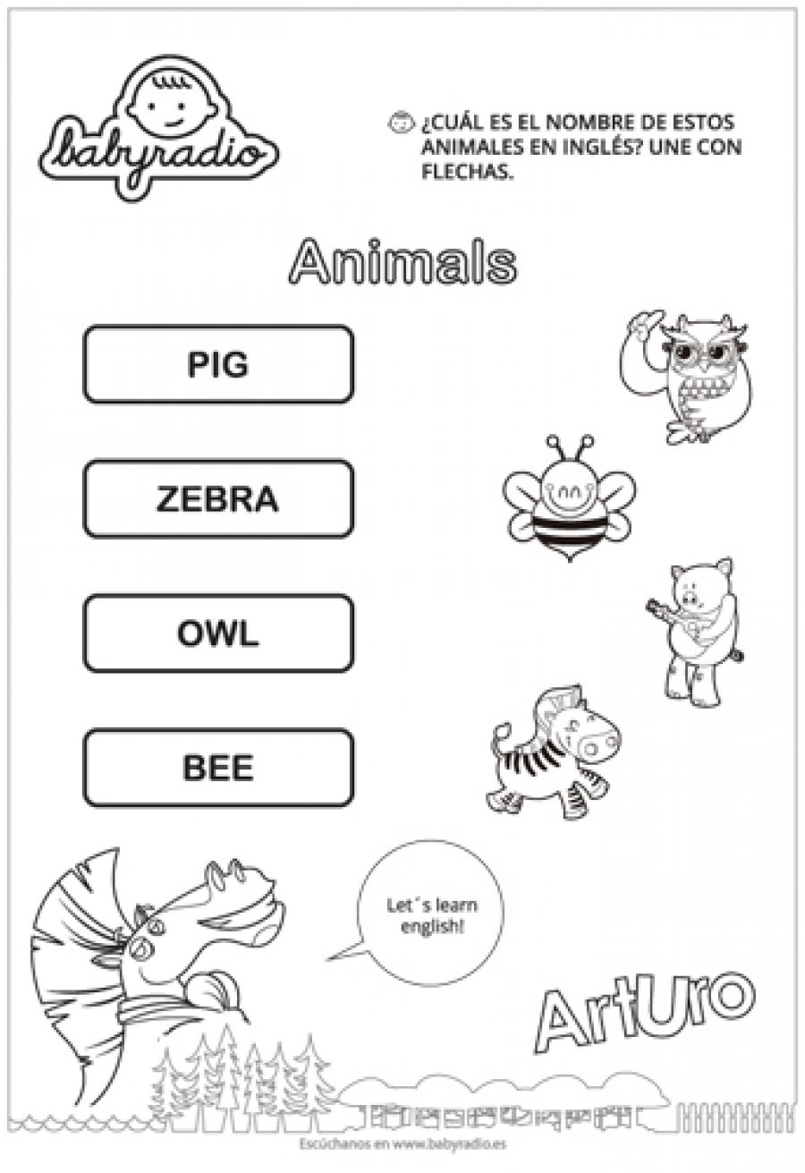 Sabes Cual Es El Nombre De Estos Animales En Ingles Une Con Flechas Cada Animal Con Su Respectivo Nombre Babyradio